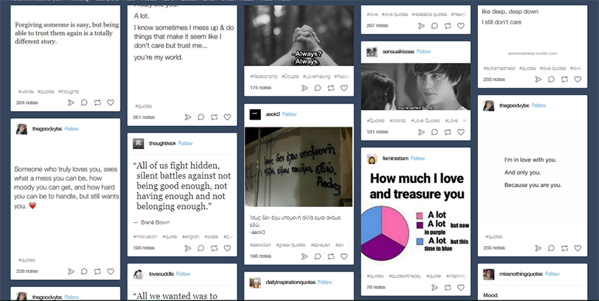 Some examples of Tumblr posts 